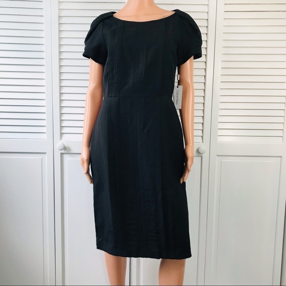 CALVIN KLEIN Black Short Sleeve Panel Dress Size 8